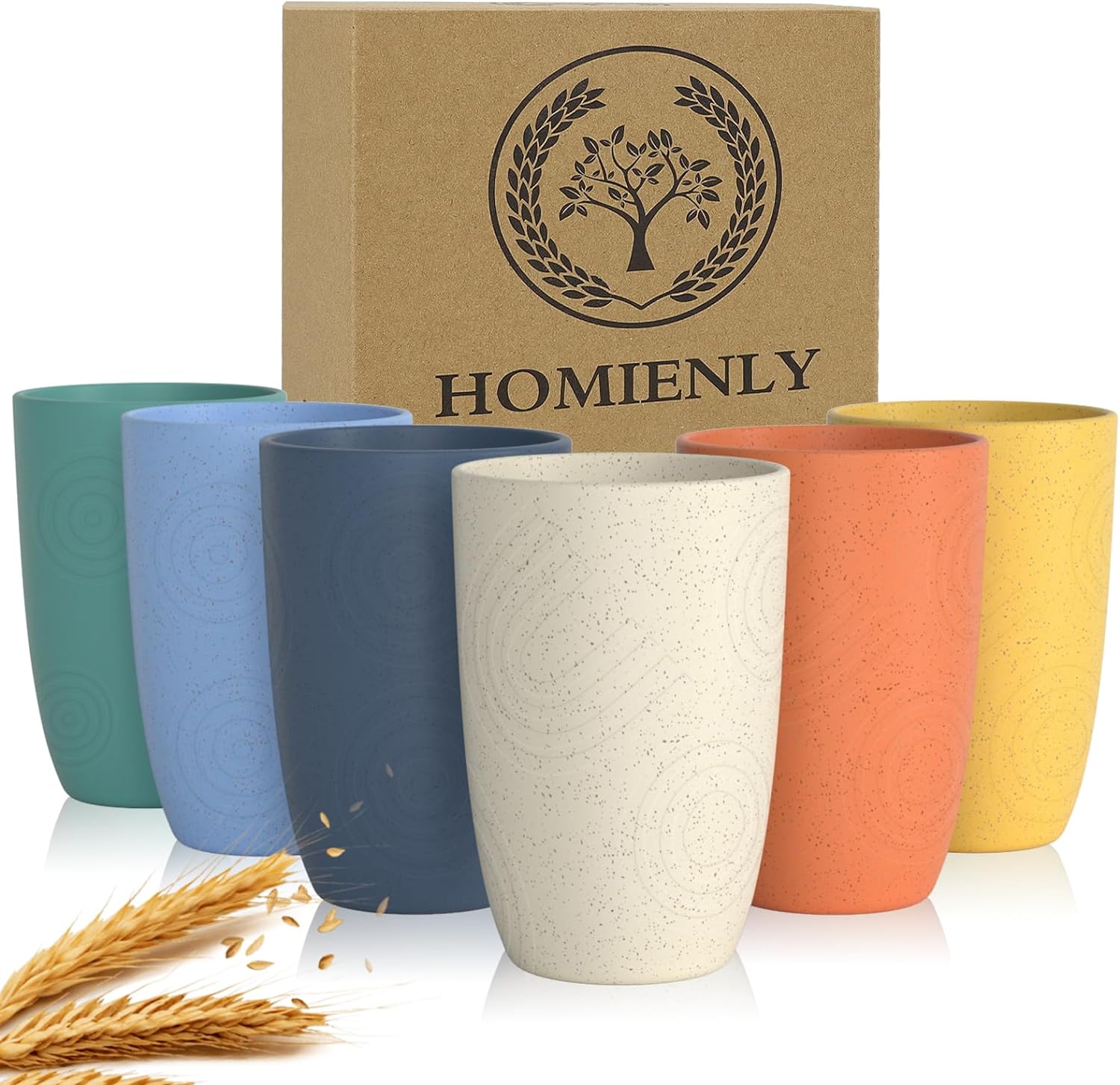 Homienly Drinking Cup Premium Wheat Straw Unbreakable cup - 6-piece set